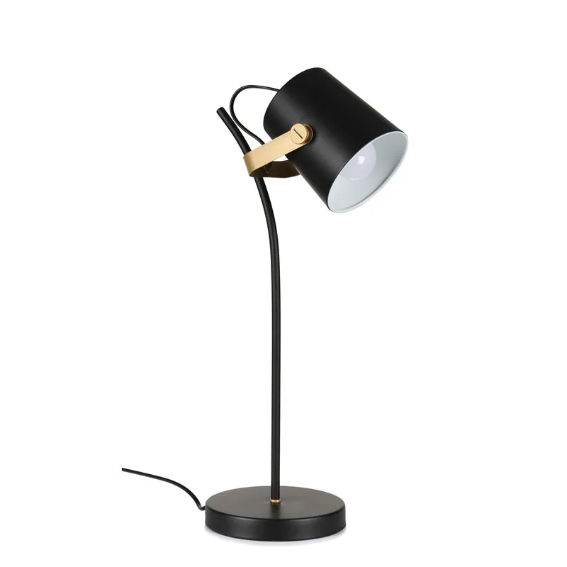 

Nordic Brief modern table lamp Creative desk light Iron art black E27 led lamp study bedroom lighting fixture home Reading lamp