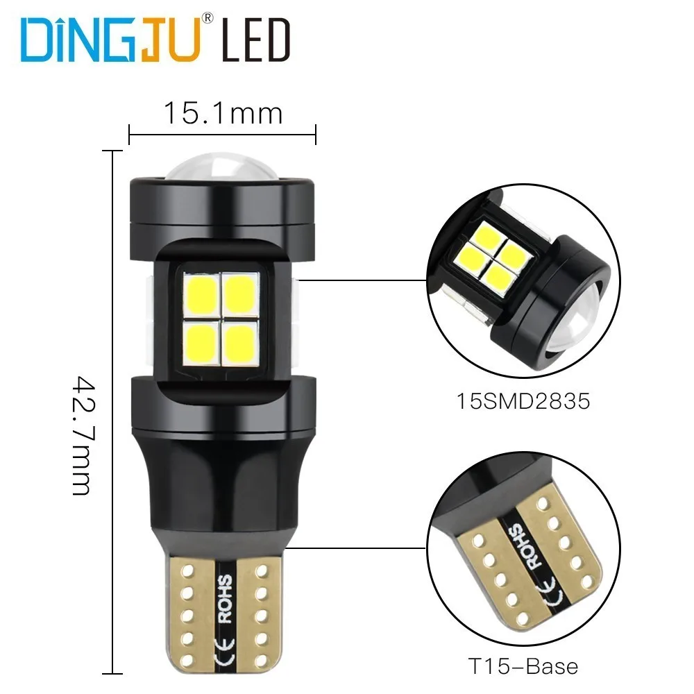 2 шт. W16W T15 светодиодный лампы светодиодный запасной светильник 921 912 W16W светодиодный лампы автомобиля задний фонарь парковка светильник лампочка