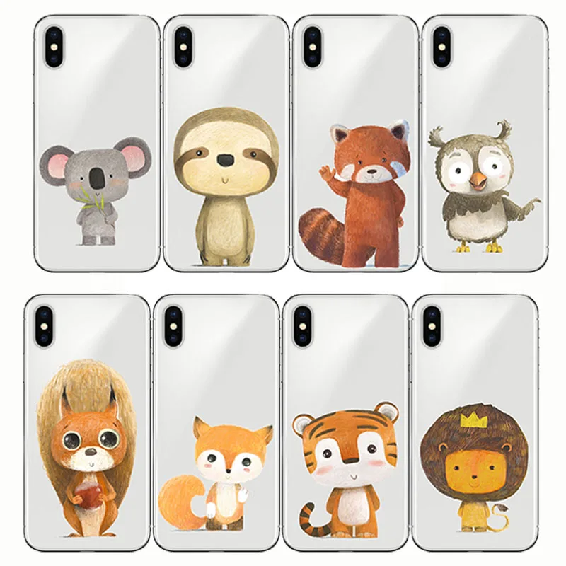 

cartoon zebra bear fox lion bird panda tiger soft silicone phone case for iPhone XS MAX XR 7Plus 8Plus 5 5S 6 6S se 6Plus X 7 8