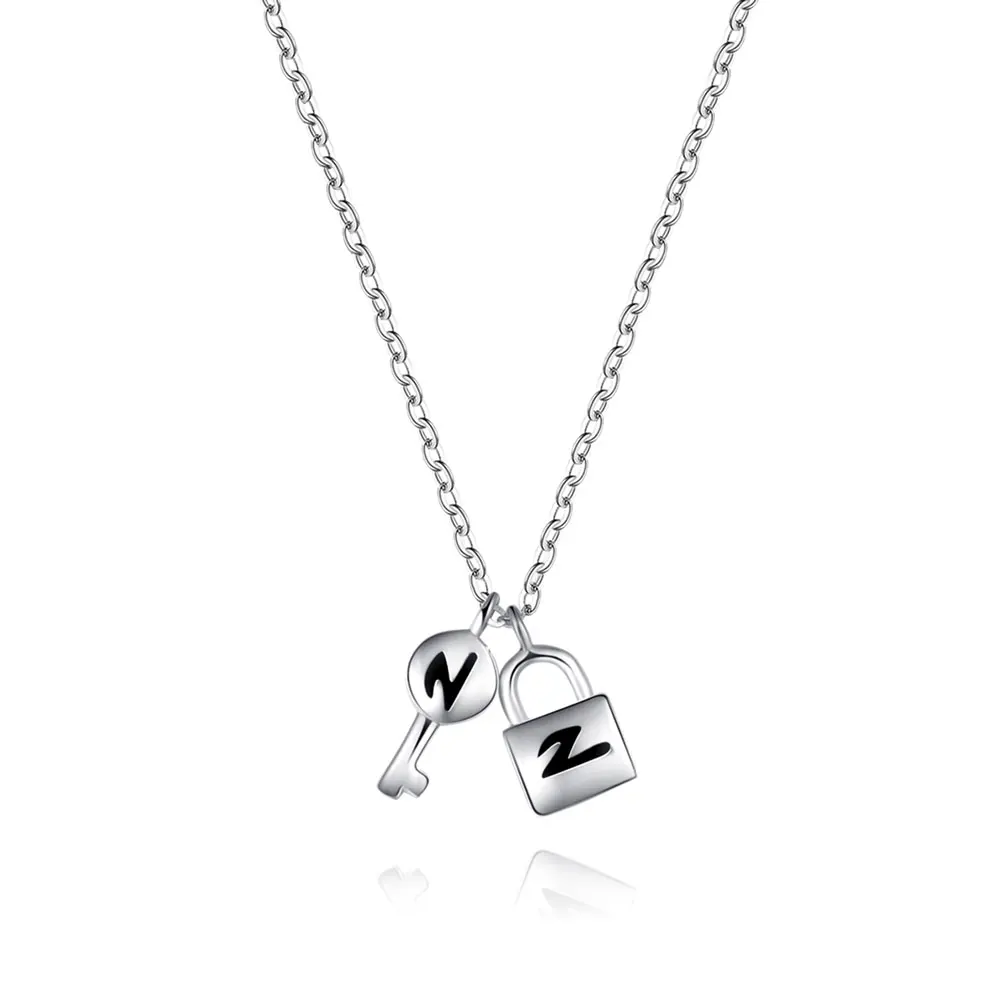 

VOJEFEN Exquisite Women Men Lock & Key 925 Sterling Silver Necklace Chain Necklace Fine Jewelry