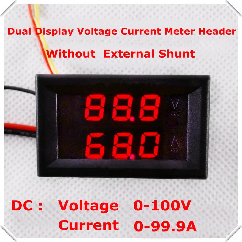 DC100V 100A двойной цифровой красный светодиод Дисплей ток вольтметр Амперметр мультиметр Панель тестер Вольт Ампер метр колеи ж/100A шунта
