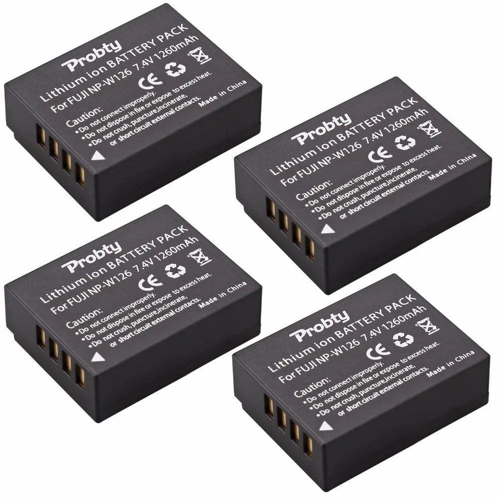 4Pcs Probty Np-W126 Np W126 Batteria Per Fujifilmx100F X-T10 X-T20 X-Pro1 X-Pro2 Hs30Exr Hs33Exr Hs35Exr Hs50Exr X-A1 X-A2