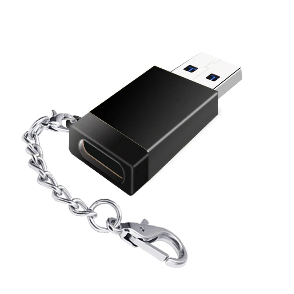 Type C To USB Keychain Adapter Black Phone Adapters USB 3.0 Male To USB C Female Adapters Support Data Transfer And Charge (2)