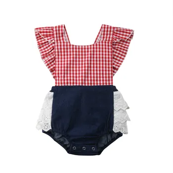 

Plaid Newborn Baby Girls Lace Denim Bodysuit Jumpsuit Sunsuit Clothes