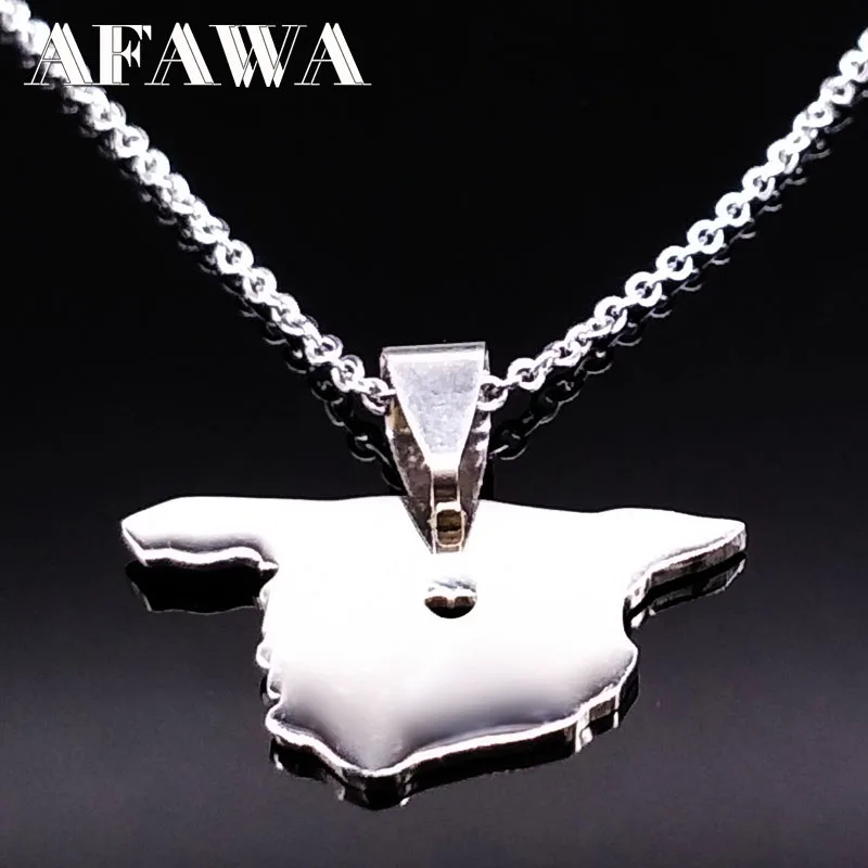 Spain Map Pendant Necklaces For Women Men Jewelry Stainless Steel