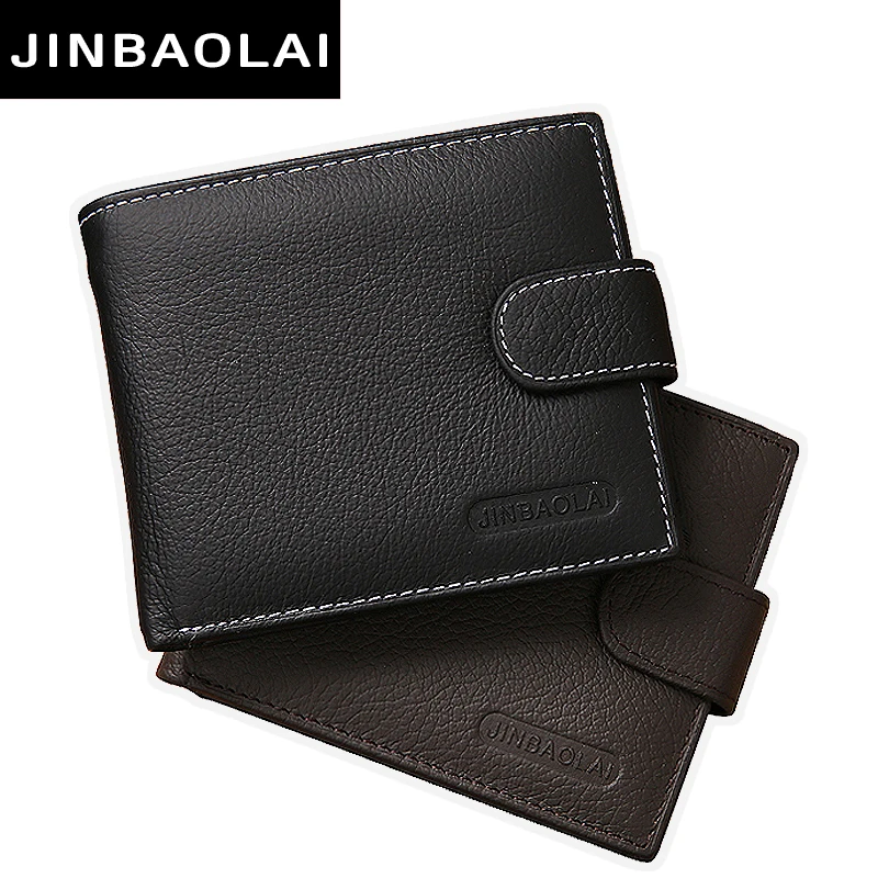  New Men Wallets Leather Genuine With Coin Bag JINBAOLAI Male Wallet Casual Purse Hot Sale Card Holder Wallet Men Carteira Wallet 