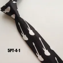 5 см мужские Популярные Галстуки в повседневном стиле Модный атлас, искусственный шелк галстук черный с белой гитарой