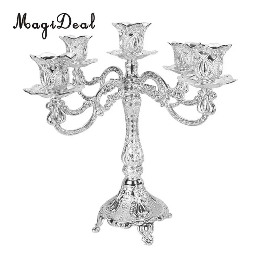 Vintage Candelabra Metal Desktop Candleholder 1/3/5 Head Antique Candlestick Votive Mood Lighting Holder Fixtures