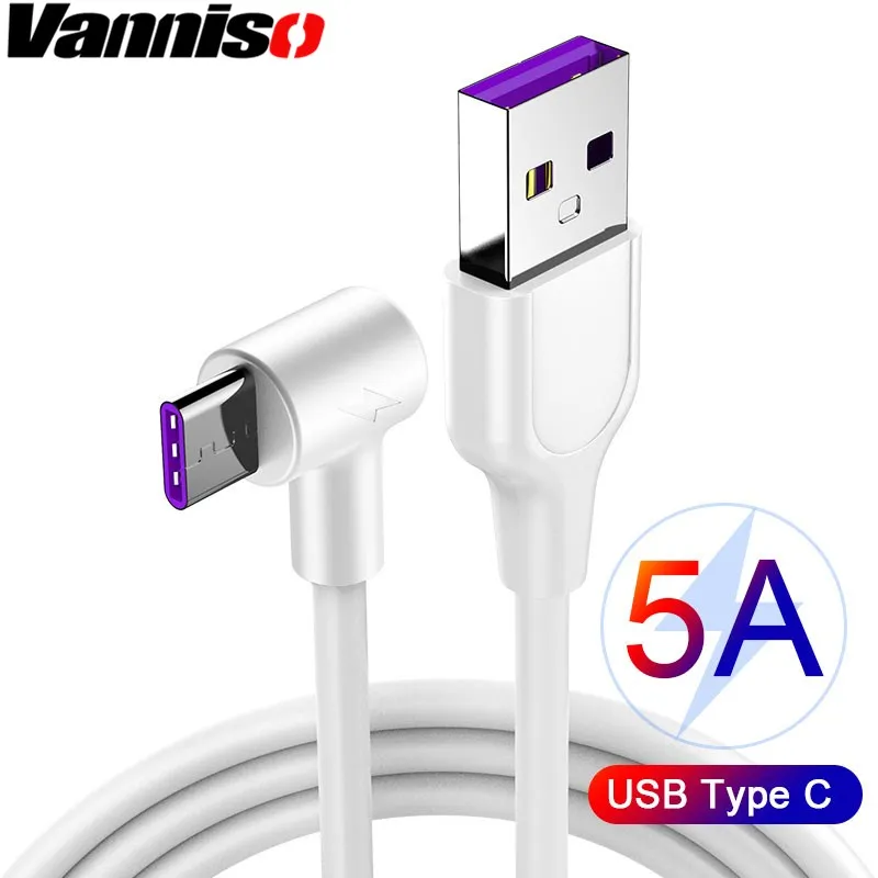 

Super charging 5A Usb Cable for Type C Huawei P20 P30Pro Charge USB C Cable For Samsung S10 Xiaomi mi9 elbow Cord Usb Data Cable