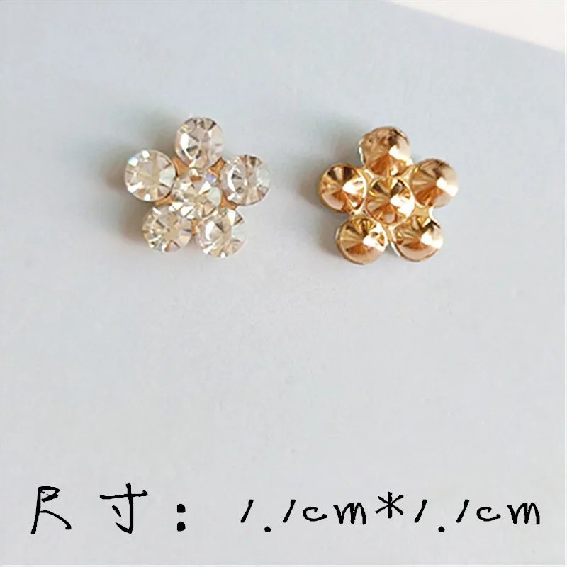 

50pcs/lot 11mm Gold Color Small Crystal Flower Shape Charm Flower Pendant DIY for Handmade Wedding Jewelry Making Wholesale