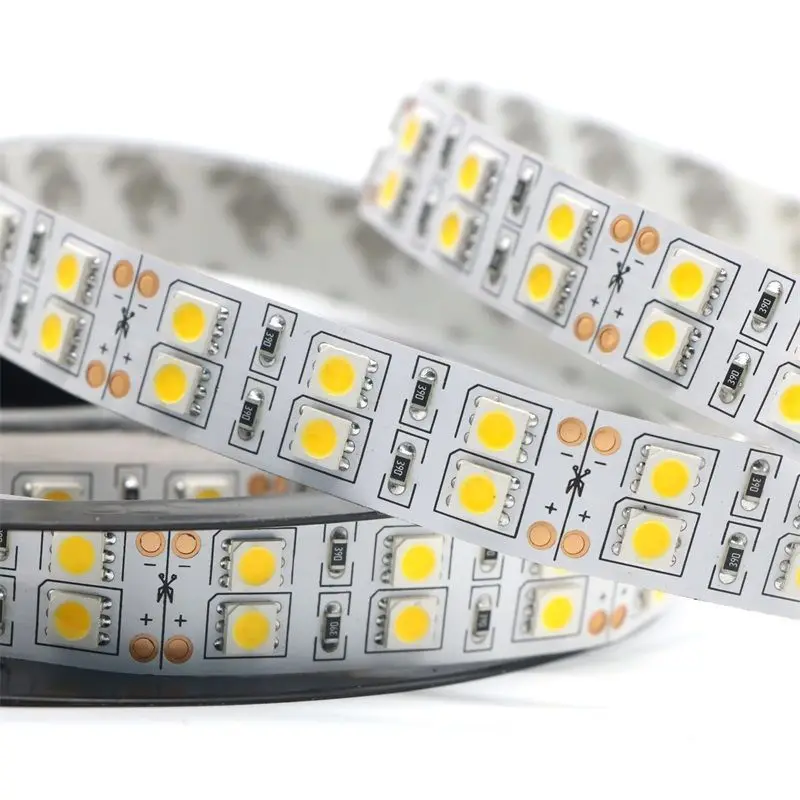 

DC12v 120leds/m led strip 5050 5m/reel double row warm white/white led tape light Non waterproof lighting indoor decoration home