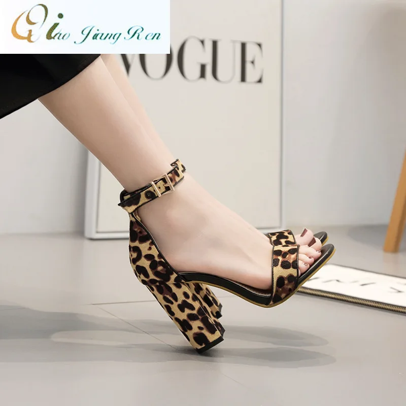 

Women Shoes High Heels Sexy Leopard Woman Pumps Slingback Pointed Toe Buckle Strap Spring Summer Party Shoes Female Plus Size