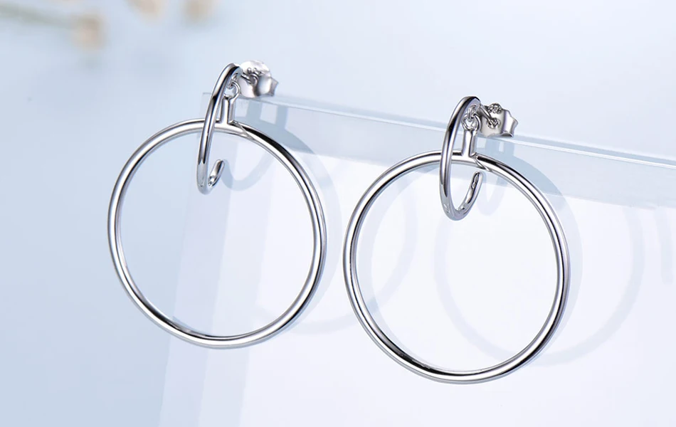 ORSA JEWELS настоящие 925 Висячие серьги из серебра 925 пробы для женщин простой дизайн модные круглые серьги ювелирные изделия для женщин VSE06