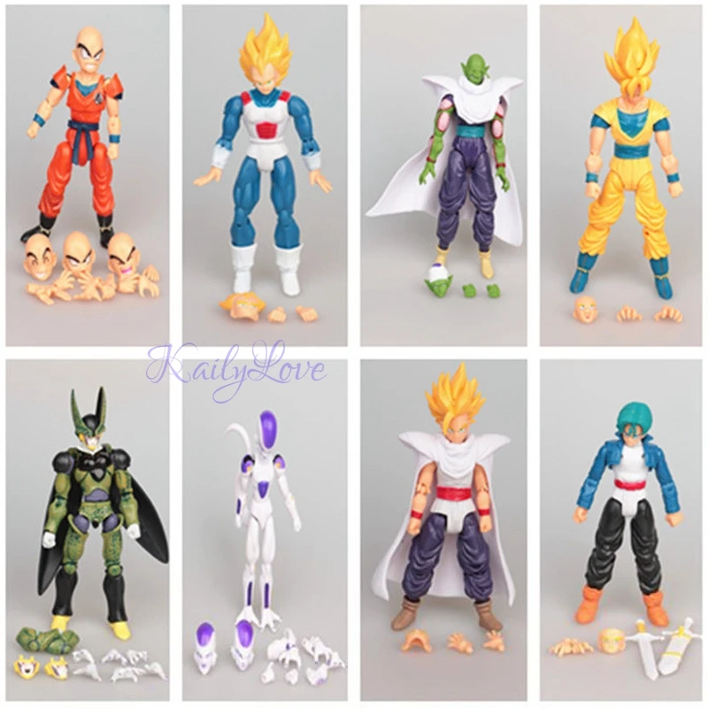 

New 8 PCS Dragonball Z Dragon Ball DBZ Anime Super Saiyan Goku Son Gokou Freeza Dolls Hands Feet Rotateble Action Figure Toy