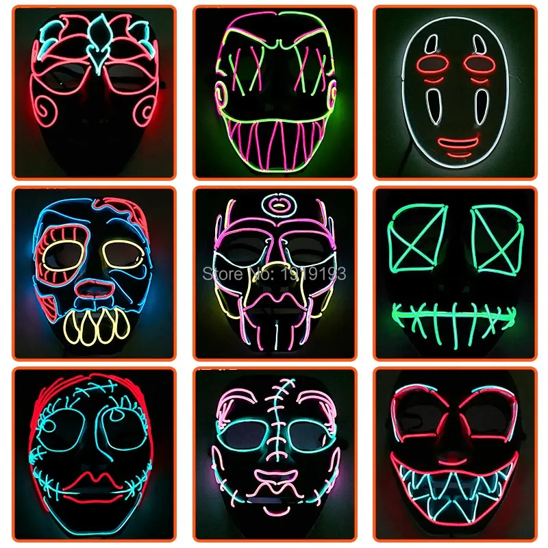 Light Up Skull Mask Props Luminous Flashing LED Costume Fancy Dress