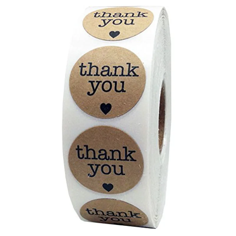 

Natural Kraft thank you Stickers seal labels 500 Labels per roll scrapbooking stickers for Package stationery sticker 1 inch