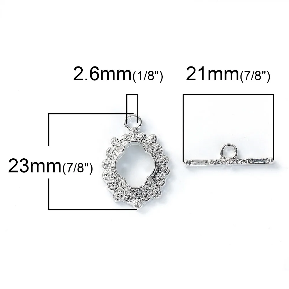 Toggle Clasps for Jewelry Sterling Silver 925 14mm knot 2 set