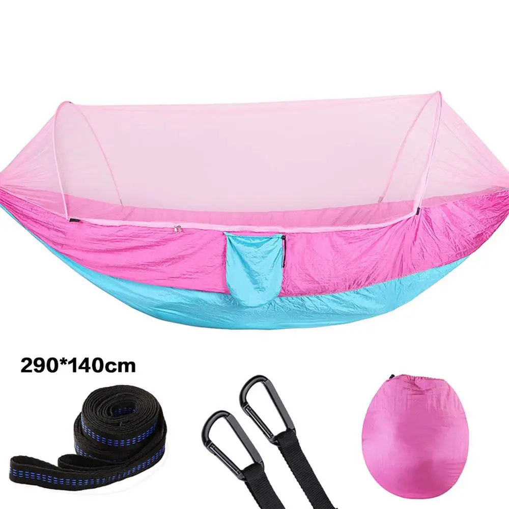 250*120 см/290*140 см наружные гамаки для кемпинга, Портативный парашют для альпинизма, выживания, путешествий, 8 цветов - Цвет: pink and blue