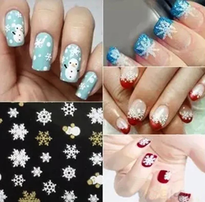 3D Nail Art Tips Christmas Snowman Snowflakes Design Decals Girl Nails Stickers Accessories 789 | Красота и здоровье