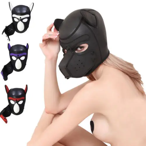 Совершенно новая мода мягкий латексный резиновый ролевой игры собака маска щенок Косплей полная голова с ушами 4 цвета