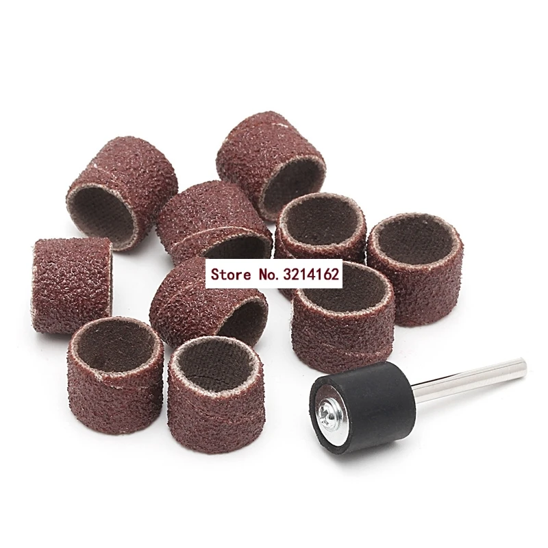 

10 Pcs 12.5mm Grit 80# Sanding Bands +3.17mm Mandrel Rotary Tool Nail Drill Bits 07NOV