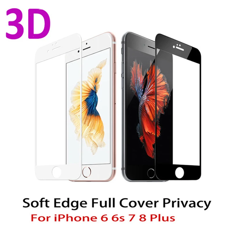 3D Curved Edge Full Cover Screen Protector For iPhone 7 6S 8 Tempered Glass On The Plus Protective Film | Мобильные телефоны и