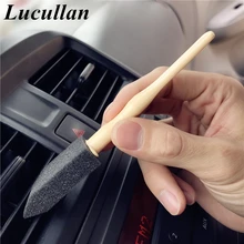 Lucullan marca alça de plástico mini condicionador de ar automotivo vent escova carro grille cleaner auto detalhando esponja de plástico escova