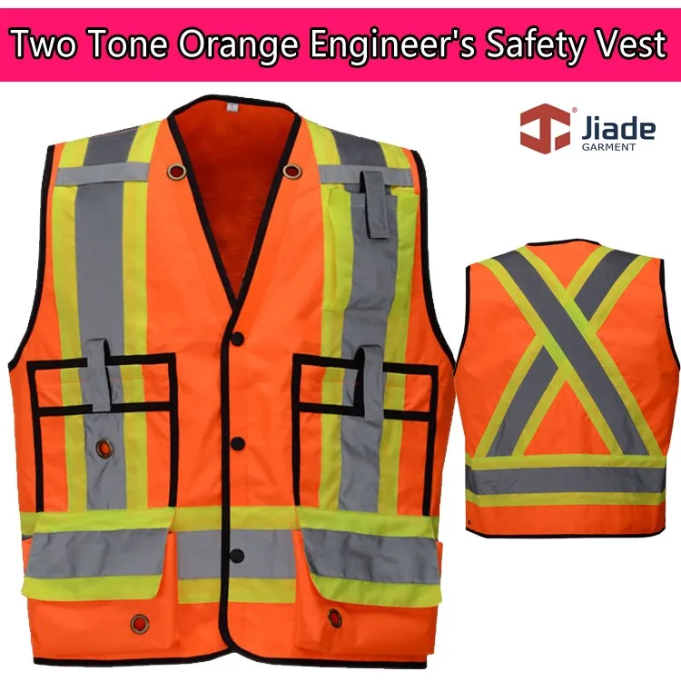 Jiade высокая видимость ansi 2 класса двухцветный тяжелых инженер Детская безопасность жилет в полоску жилет работы