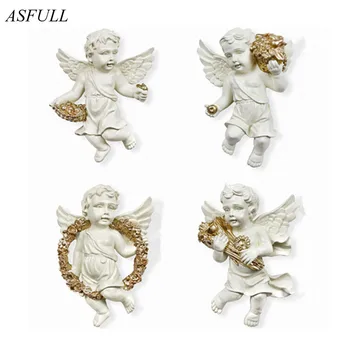 

ASFULL 4pcs Resin of the type Europe angel ofing wall to hang home decoration suspension Wall Decoration Living Room free shippi