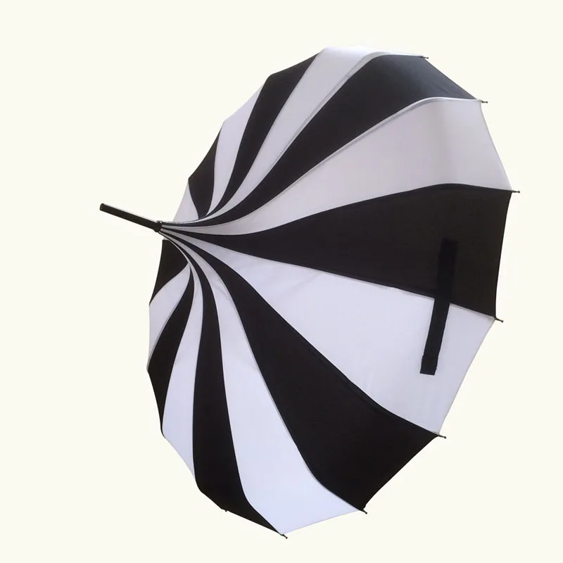 

50Pcs Free Shipping Black And White Design Princess Royal Sun Umbrella Lady Pagoda Long-Handled Umbrella Christmas Gift ZA1172