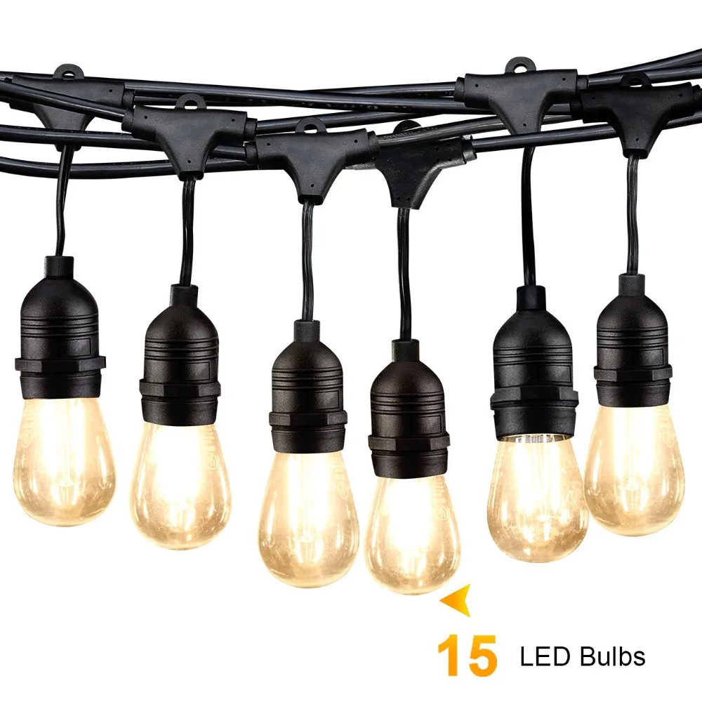 LED Outdoor String Lights,Atmoko 49 Feet Weatherproof String Lights