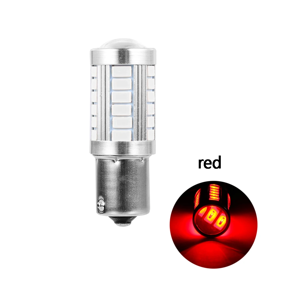 1 шт. Автомобильный светодиодный светильник дневного света 33SMD автомобильные запчасти автомобильные аксессуары Желтый/Красный/Белый 1156 BAU15S PY21W - Испускаемый цвет: red