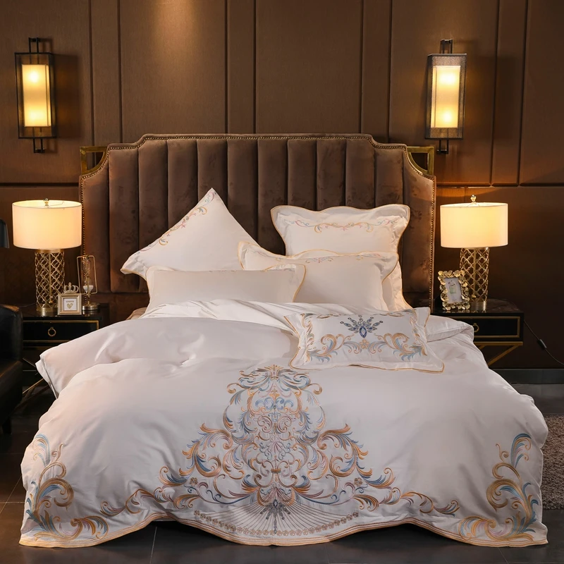 

Luxury Queen King sizeBed sheet White Egyptian cotton Bedding Set Bed set Bedlinen Duvet cover parrure de lit ropa de cama