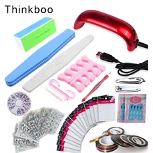 14-в-1 Профессиональные инструменты маникюрный набор Светодиодный УФ-лампы для ногтей гель для ногтей набор пилочка для ногтей кисти для ногтей набор инструментов все для ногтей