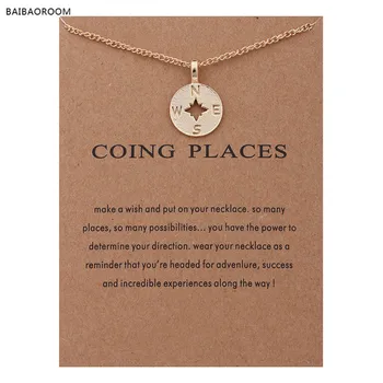

12pcs Fashion Jewelry Gold-color Going Places Compass Disc Chain Necklace Women