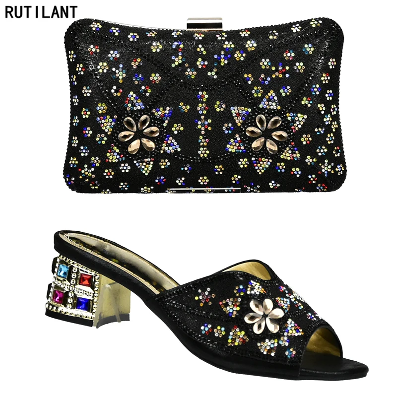 Vin rose Italiennes Couleur or vert Mariage Ciel Décoré Noir Nigérian Ensemble pu vin Les Assortis Chaussures Avec Rouge Strass Africaines De Femmes Sacs rqrxRd4UwE