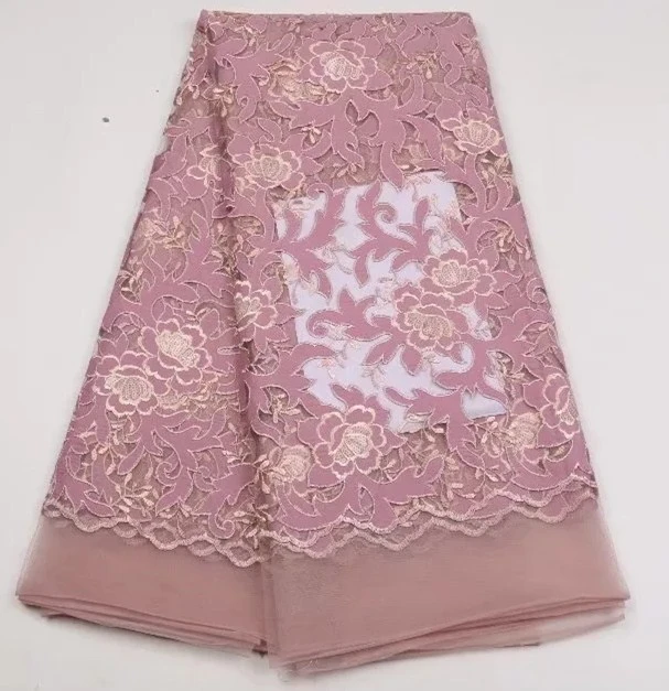 

French Net Lace Fabric 2018 Latest african guipure lace fabric with embroidery mesh tulle lace fabric
