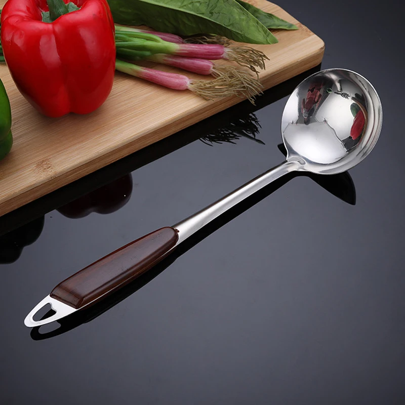 BalleenShiny ложка для супа из нержавеющей стали с длинной ручкой, прочный дуршлаг, кухонный горшок для приготовления пищи, каша, посуда, инструмент для отеля - Цвет: Spoon