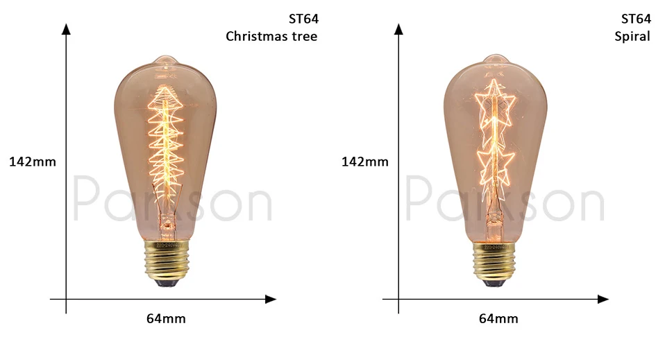 Лампада ампул винтажная лампочка эдисона лампочки E27 220V ST64 40W Вольфрамовая Лампа накаливания рождественское Ретро украшение лампы