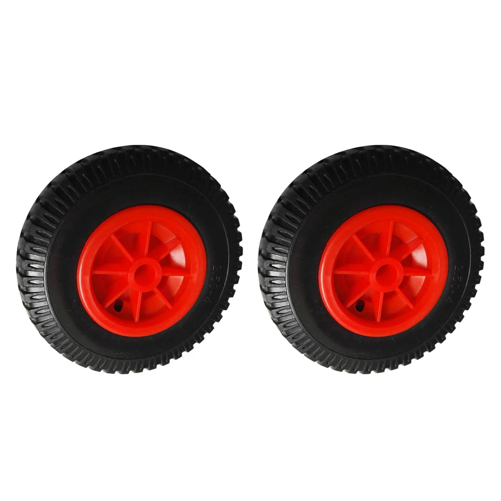 1 Pair of 8`` 0.76`` Durable Puncture Proof Rubber Tire on Red Wheel for Kayak Trolley Cart Boat Trailer Maximum Load 150kg