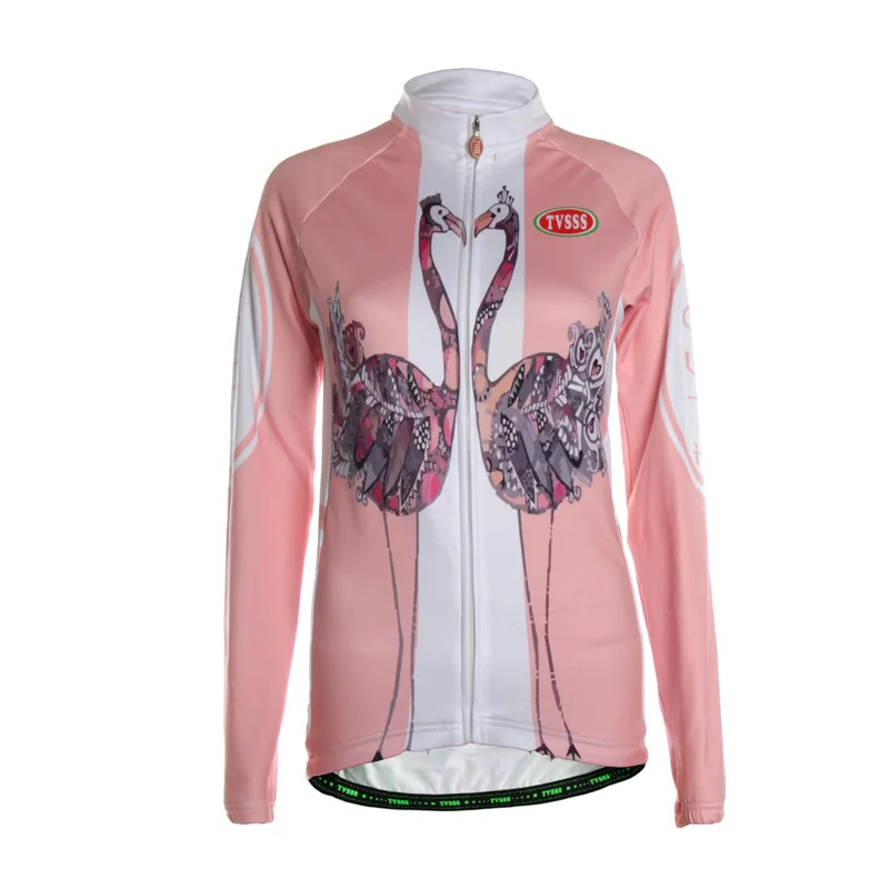 TVSSS Women's Long Sleeve Winter Cycling Jerseys Warm Pink Color with a