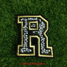 Шт. 10 шт. блесток письмо R одежда прочный хлопчатобумажный материал патчи лоскутное аппликация вышитые Ткань патч на заказ значок для джинсы футболка сумка обуви