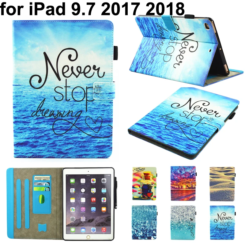 Чехол-бумажник для iPad 9 7 дюйма 2017 с рисунком пейзажа мрамора мягкий чехол из ТПУ