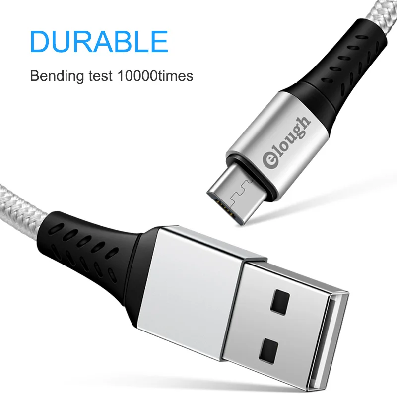 Elough micro usb cable ل iphone x xr xs ماكس 7 8 سريع شحن مزامنة بيانات مايكرو كابل يو اس بي الهاتف المحمول الكابلات شاحن سلك