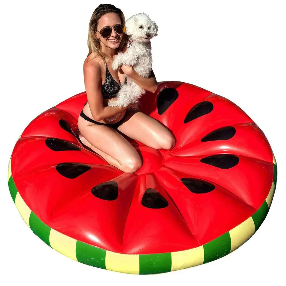 Best Inflatable Water Toys Round Watermelon Floating Row Holiday Adult Inflatable Floating Bed Fruit Water Lounge Chair Floating Bed