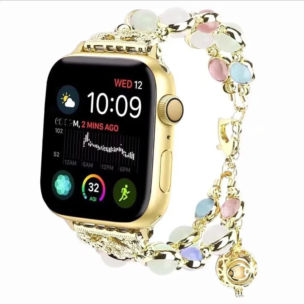 Дизайн; ручная работа; эластичный стрейч бисером Для женщин девушки браслет для наручных часов Apple Watch, версии 5 4 3 2 1 ремешок 38/42/40/44 мм