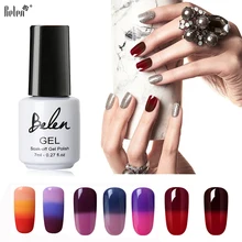 Belen винно-красный Снежный 3 цвета 2 цвета серии термальный Хамелеон Изменение температуры Цвет Гель-лак DIY лак для ногтей 7 мл