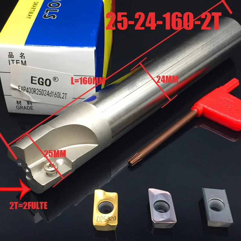 

BAP400R C25-24-160-2T indexable End Mill,R0.8 Milling tool Holder for CNC Milling Machine 150mm Length, for Inserts APMT1604PDER