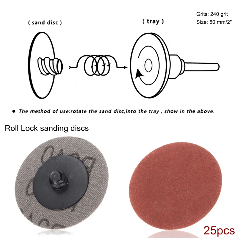 25PCS/set  240 Grit 2'' Roloc Conditioning Cleaning Roll Lock Surface Sanding Discs New Accessories