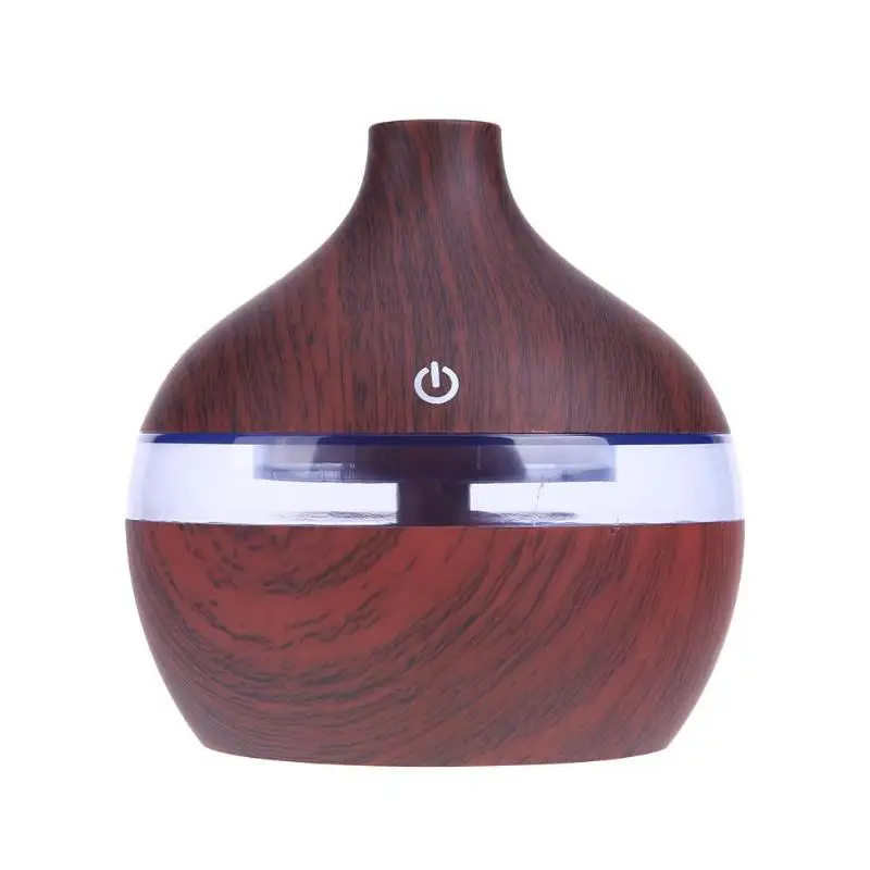 

200ML USB Ultrasonic Air Humidifier Aroma Essential Oil Diffuser with Wood Grain 7 Color Changing LED Lights
